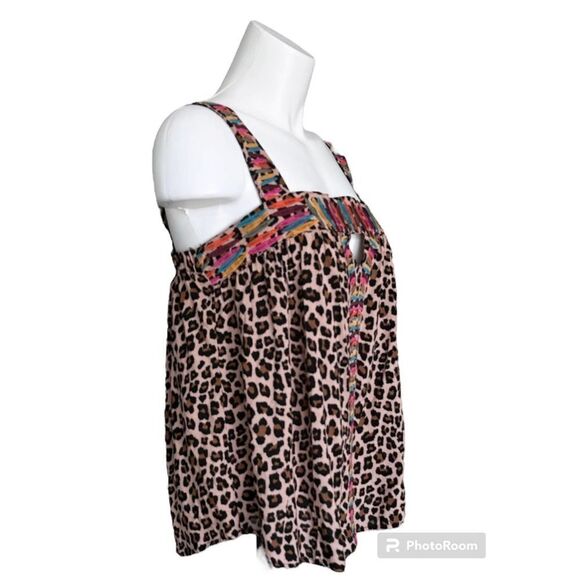 THML Tatum Total Cuteness Cheetah Print Matchstick Tank Top‎ Embroidered NWOT M - Picture 2 of 7